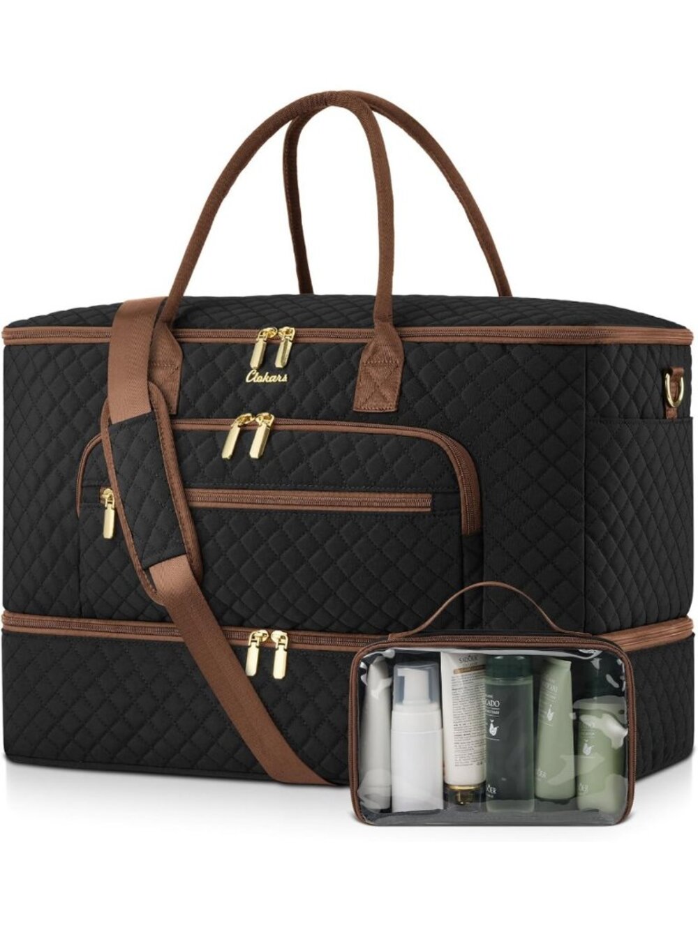 Spacious Weekender Duffle Bag with Shoe Compartment & Toiletry Bag - Travel